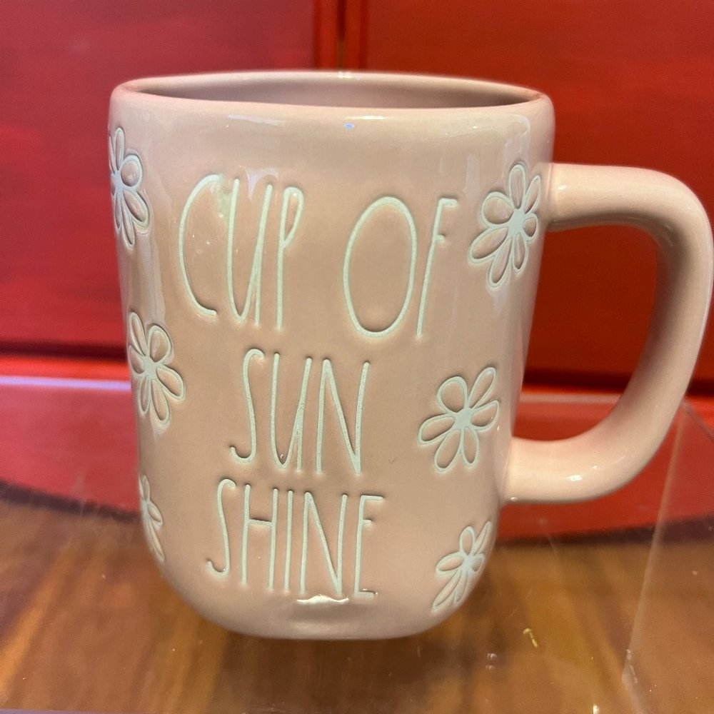 NEW Rae Dunn CUP OF SUN SHINE pink flowers coffee mug